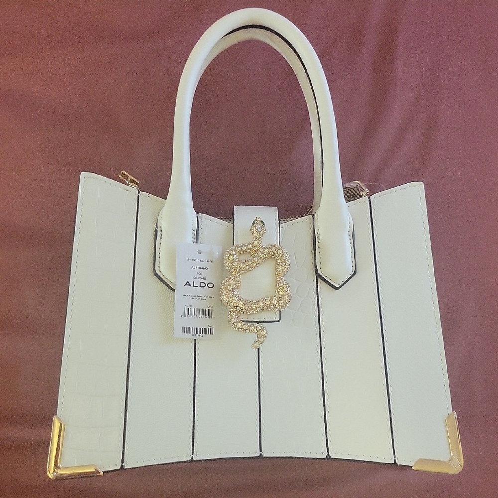 Aldo Chic White and Gold Satchel